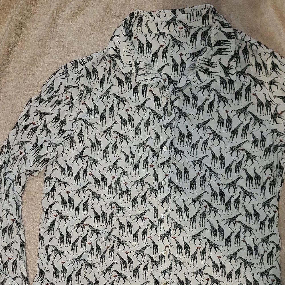 Long Sleeved Giraffe Button Down Shirt